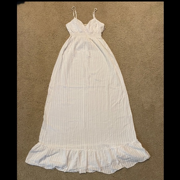 white empire waist maxi dress